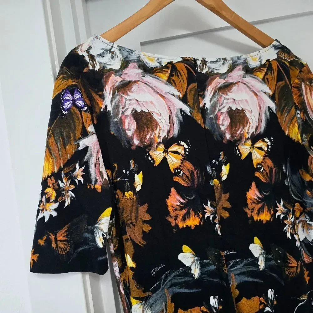 Just Cavalli Archive Print Sweetheart Pencil Dress in Floral Butterfly Print